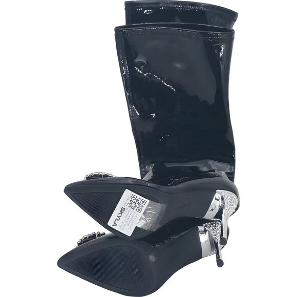 I.N.C. Women's Rhinestone Embellished Black Thigh High Boots Size 6.5 - Picture 6 of 6